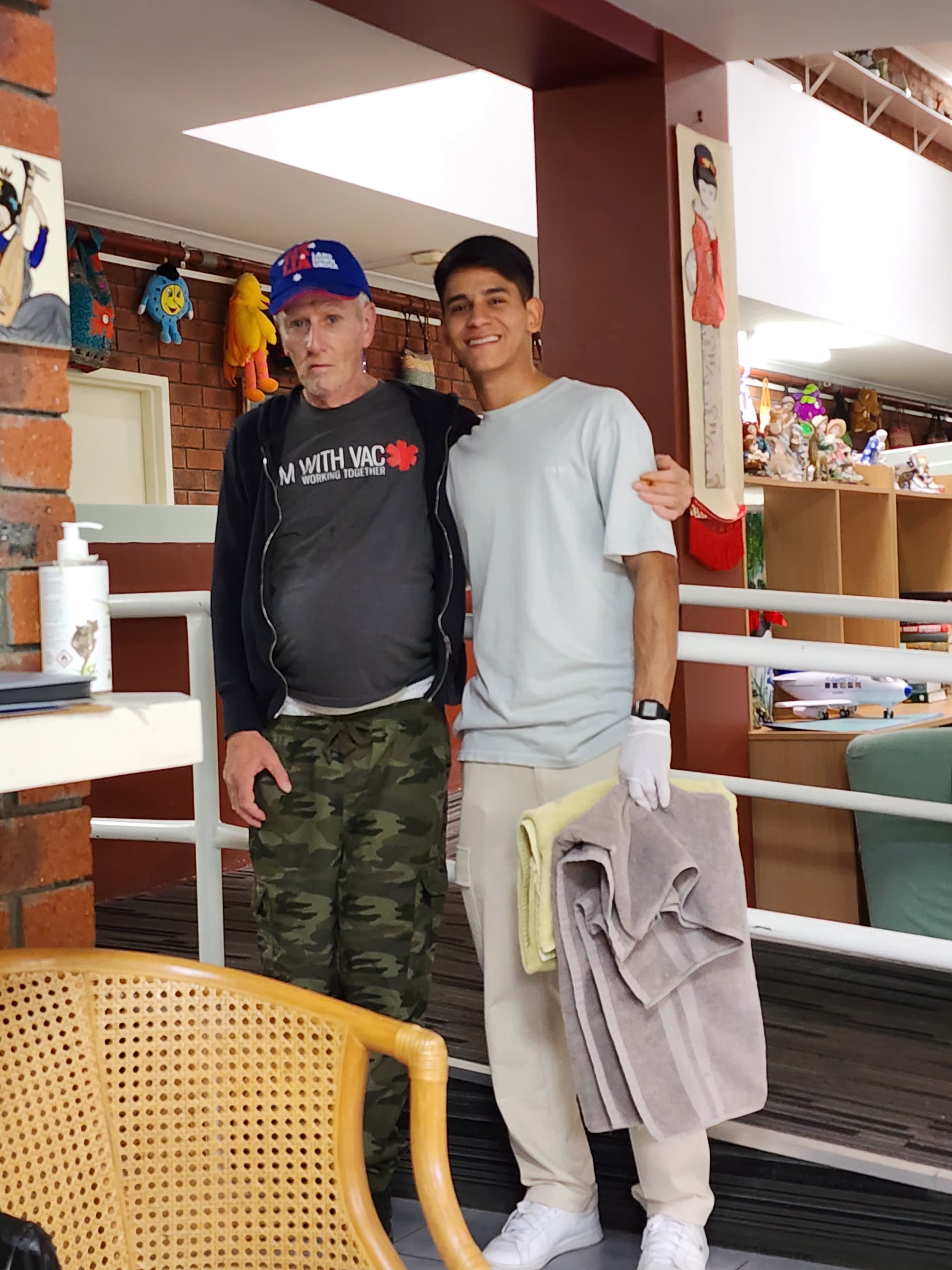 Carer and resident together in the common area