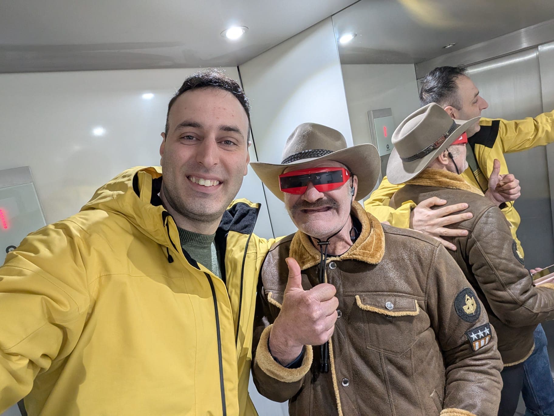 Resident and carer having fun in costume