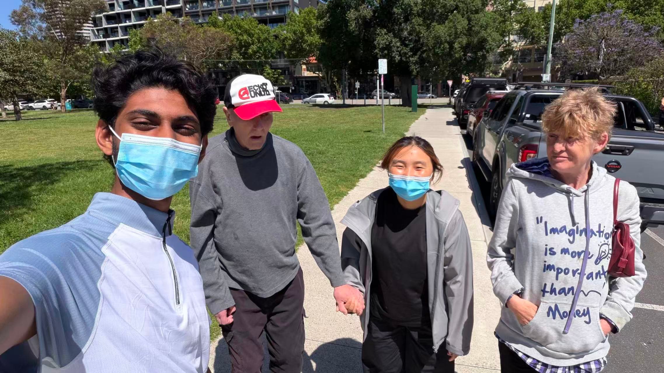 Residents and staff on a community walk