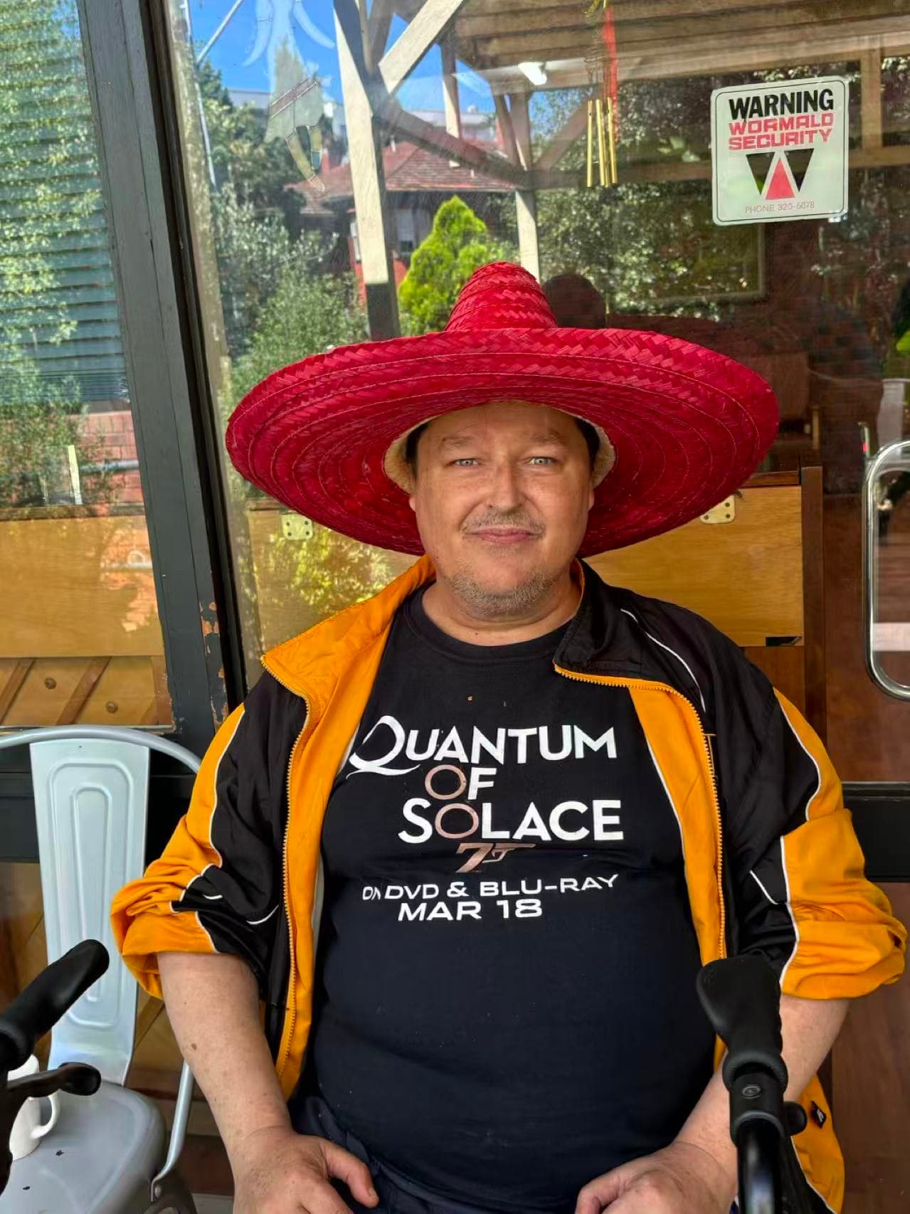 Resident in a colourful sombrero hat